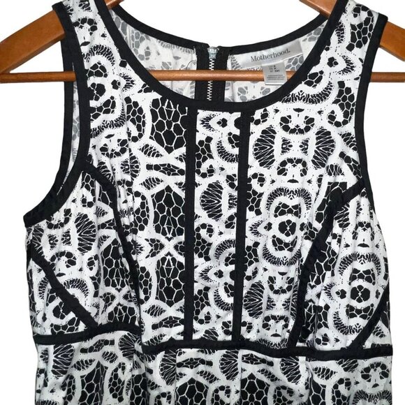 Motherhood Black White Lace Print Dress Women's Size Small Back Zip - Picture 2 of 7